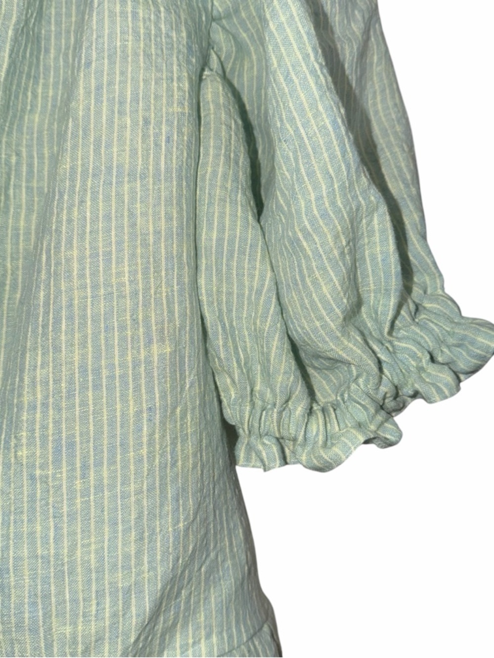 Handmade 100% Linen Mint Green Stripe Dress/Tunic - Picture 6 of 9